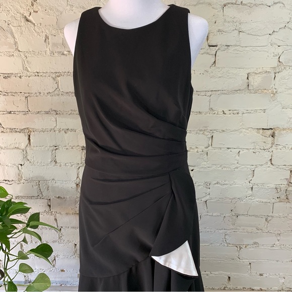 Carmen Marc Valvo Infusion Black White Ruffle Dress Cocktail Evening 4 - Picture 2 of 9